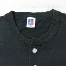 XL/古着 ラッセル 半袖 ビンテージ Tシャツ メンズ 80s Jnman 28 ベースボール 野球 ヘンリーネック 黒 ブラック 24mar26 中古_画像8