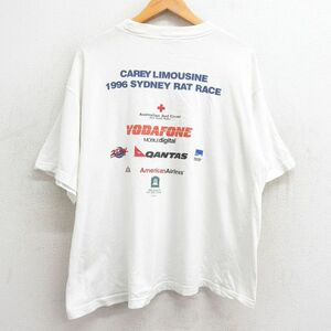 XL/古着 半袖 ビンテージ Tシャツ メンズ 90s シドニー ラットレース 企業広告 大きいサイズ コットン クルーネック 白 ホワイト 24mar27
