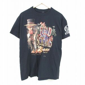 XL/古着 半袖 Tシャツ メンズ ランカスター アトラクション スタッフ 大きいサイズ クルーネック 黒 ブラック 24mar27 中古