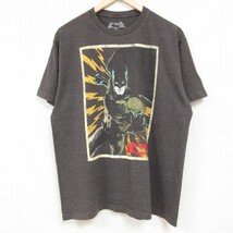L/古着 半袖 Tシャツ メンズ DCコミックス バットマン BATMAN クルーネック グレー 霜降り 24mar28 中古_画像1