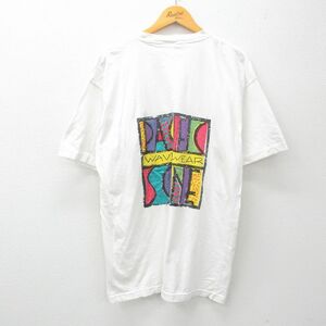 XL/古着 半袖 ビンテージ Tシャツ メンズ 00s WAVE WEAR 胸ポケット付き コットン クルーネック 白 ホワイト 24mar29 中古