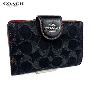 COACH コーチ レディース 財布 二つ折り財布 ミディアム コーナー ジップ ウォレット シグネチャー デニム CP435 アウトレット 新作 新品