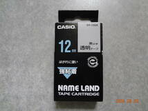 カシオ 純正 ネームランドテープカートリッジ XR-12GX 12mm 黒文字 透明テープ 強粘着 未使用1本_画像1