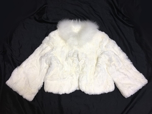 [ free shipping ].057 Rex fox white bolero coat fur fur real fur white 