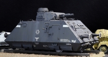 1/35 ドイツ軍装甲列車 ドライジーネ 75㎜砲搭載砲兵戦闘車　レール道床ベース付き（長さ20ｃｍ×幅11ｃｍ） 制作完成品_画像8