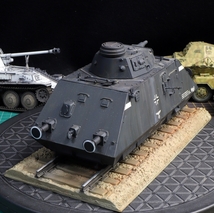 1/35 ドイツ軍装甲列車 ドライジーネ 75㎜砲搭載砲兵戦闘車　レール道床ベース付き（長さ20ｃｍ×幅11ｃｍ） 制作完成品_画像9