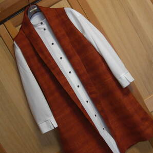 Biwa 着物リメイク 紬 ロングジレ ベスト ぼかし模様 正絹 道中着から 手作り ハンドメイドの画像1