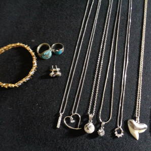 ＊100円～【美品含む】SILVER/SV/925/STERLING 刻印 シルバー製 アクセサリー ネックレス/ブレスレット/ピアス/指輪 11点セット＊K-18の画像1