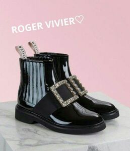 ROGER VIVIER　ロジェヴィヴィエ　バックル チェルシーブーツ　アンクルブーツ　ショートブーツ　 黒　ブラック　ストラス