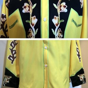 新品 Sサイズ ウエスタンシャツ 1468 黄色 イエロー オーバーサイズ 綺麗め 柄シャツ カウボーイ ロカビリー ロック モード ヴィジュアル系の画像4