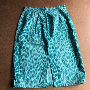 ungaro solo donna Italy made animal pattern skirt light blue Ungaro slit MADE IN ITARY