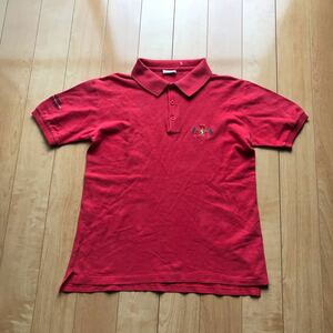  rare 80s Alpha Cubic racing team polo-shirt with short sleeves 108-1-321 lady's red checker flag 