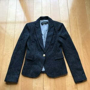 ザラ ベーシック テーラードジャケット 133-6-2 レディース USA S ダークグレー 羊毛 ウール ZARA