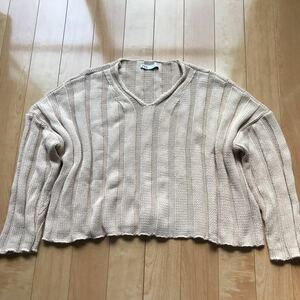 ザラ ニットセーター 589-6-11 レディース USA M ベージュ Vネック ZARA