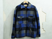 Vintage Melton Wool Jacket ウール ジャケット ブロック チェック メルトン 60s 70s SERVAL ヴィンテージ ブルー_画像1