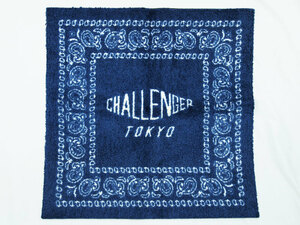 希少 美品 CHALLENGER BANDANA MAT バンダナ ラグ マット ネイビー NAVY チャレンジャー ロゴ F