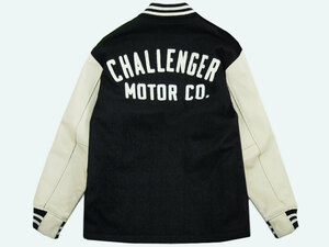 希少 XL サイズ CHALLENGER MOTOR CO. STADIUM JACKET スタジアム ジャケット スタジャン 袖 レザー 黒 ブラック BLACK チャレンジャー F