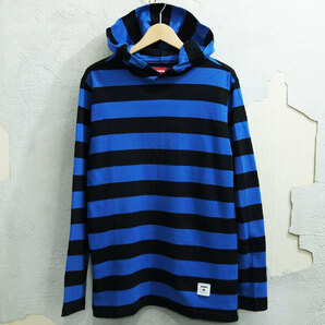 希少 Supreme Hooded L/S Striped Tee フーデッド ストライプ 長袖 Tシャツ ロンT ロングスリーブ ボーダー ロイヤル ブルー シュプリームの画像1