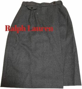 【Ralph Lauren】ひざ下丈　巻きスカート　ラップスカート　グレー　L