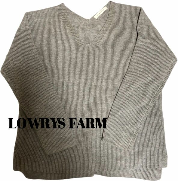 【LOWRYS FARM】シンプルＶネックセーター　グレー　Mサイズ