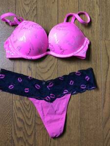  новый товар с биркой [PINK] Victoria z Secret. сестра бренд sexy bla& T-back шорты комплект розовый темно-синий ценный . размер 