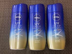 Као -нивеа UV Deep Protect &amp; Care Gel Sunscreen Gel Почти неиспользованный 3 PCS набор из 3 покрытий