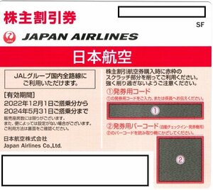 ☆割引券番号/発券用コード通知or郵送　ＪＡＬ株主優待券１０枚　２０２４年５月３１日迄