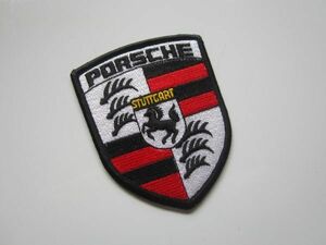 PORSCHE ポルシェ エンブレム モノトーン ワッペン/自動車 バイク レーシング スポンサー ビンテージ 84