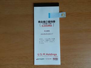 ユナイテッドスーパーマーケットホールディングス 株主優待券 3000円分 有効期限2024年6月30日 マルエツ カスミ マックスバリュ関東 USMH