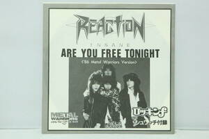 送料無料 8インチ・ソノシート 開封美品 REACTION (リアクション) / Are You Free Tonight 86 Metal Warriors Version 追跡番号付き配送