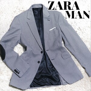 ZARA MAN ザラマン 千鳥格子柄 ハウンドトゥース柄 2ボタン テーラードジャケット サイズ48 M〜Lサイズ相当 1スタ 1円スタート