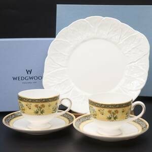 IT48TS5T2B64 即決 本物 未使用保管品 WEDGWOOD ウェッジウッド ハンティングシーン カップ&ソーサー2客/大皿1枚 セット 箱付