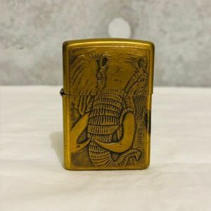 ht3005【PK】//Zippo★ジッポ　ライター　マンモス　アニマル　象　プレート　エレファント　喫煙具