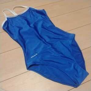 新品・3L・フットマーク・白パイピング女子競泳水着・ブルーの画像1