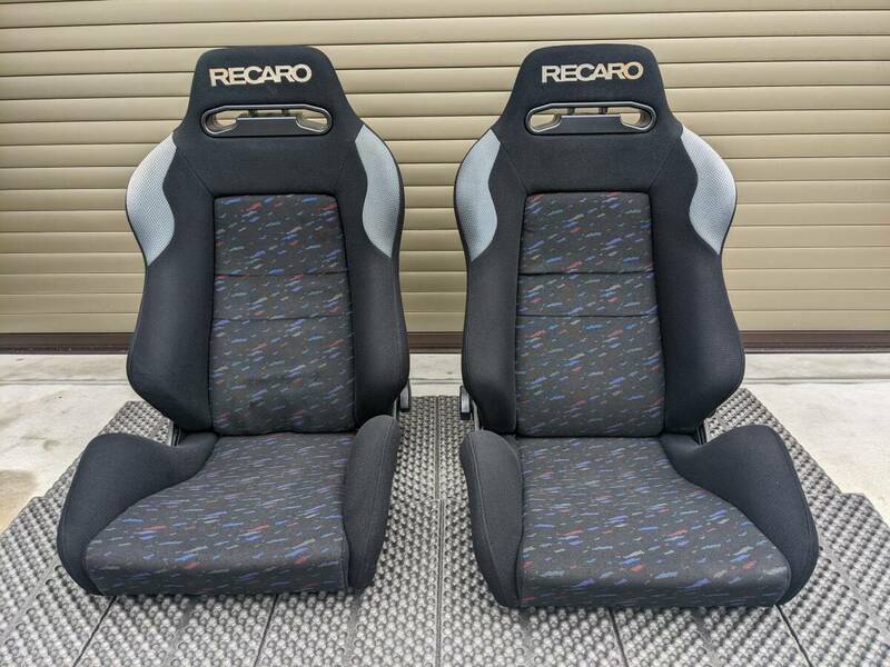 【1円～】RECARO SR-3 定番のルマンカラー破れなし2脚セット！希少な後期型の正規品！当時のスポ車に！レカロ セミバケ 検SR3/LX/LS/SR-2