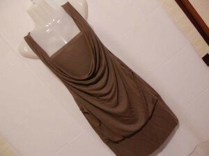 sy481 C.O.L.Z.A no sleeve tunic khaki series Brown #dore-p design # long tank top stylish M size 