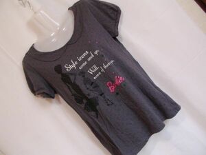 sys24 ユニクロ UT Barbie 半袖 チュニック Tシャツ グレー ■ フロントプリント ■ 水玉 ■ 可愛い カジュアル カットソー Lサイズ