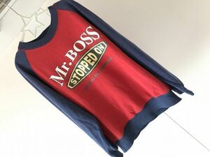 kb399■ Mr. BOSS ■ 子供服 ■ 長袖 トレーナー ラグラン トップス 赤×紺 レッド ネイビー 英字ロゴ 男児女児　■ １４０ ■ 訳あり