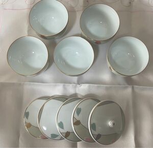 最終お値下げ！　乃りたけ（Noritake）ノリタケ蓋付き湯呑み　5客揃