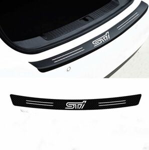 S139【ロングver】【ホワイト】STI トランク カーボン ステッカー プロテクター 検)インプレッサ レガシィ BRZ スカッフ プレート(0)