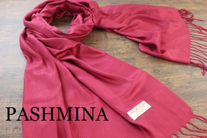 新品【パシュミナ Pashmina】無地 ワインレッド W.RED 赤 Plain 大判 ストール カシミア100% Cashmere 