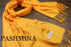 新品【パシュミナ Pashmina】無地 NEON ORANGE ネオンオレンジ Plain 大判 ストール カシミア100% Cashmere 訳あり