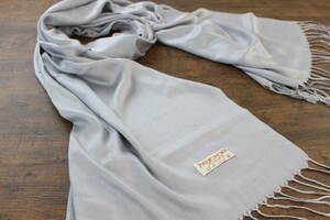 新品【パシュミナ Pashmina】無地 SILVER GRAY シルバーグレー 灰 Plain 大判 ストール カシミア100% Cashmere 訳あり