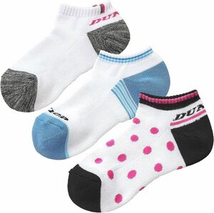 * Dunlop tennis Lady's socks ( ankle height )23~25cm 3 pairs set TPO-6145W ⑨