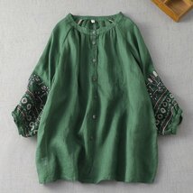 大人気秋新品 長袖 ブラウス 刺繍り 大きいサイズ チュニック ブラウスシャツ ゆったり 通勤 上品 着心地 トップス 赤 Q147_画像3