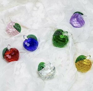 全6種類 要1種類選択 林檎クリスタルガラスオーナメント 小物 装飾 文鎮 リンゴ 林檎 ガラス オーナメント インテリア オブジェ