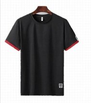 夏服 ルームウエア メンズ セットアップ 半袖 上下セット スポーツウェア 上下 半袖Tシャツ ブラック 2XL_画像3