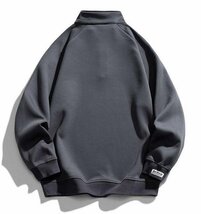 メンズ トレーナー ハーフジップ モックネック 秋服 春物 トレーナー スウェット トップス ファッション ダークグレー 3XL_画像2