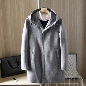 DY-灰【実寸48 S程度)北欧 新品 希少 北欧 高級セレブdesigner*大人の豪華*wool混 メンズ 高品質 紳士 チェスターコート mzm351