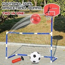 サッカーゴール バスケットゴール 2in1ミニ　フットサル サッカー　コンパクト 子ども 部屋 庭 玩具　スポーツ MAY554_画像1